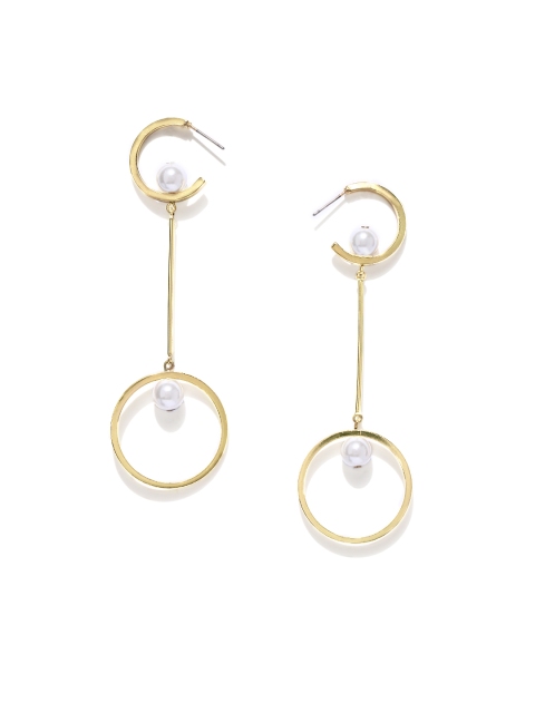 

OOMPH Gold-Toned & White Circular Drop Earrings