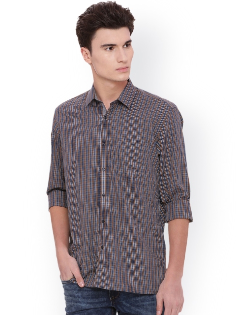 

Peter England Men Blue Regular Fit Checked Casual Shirt