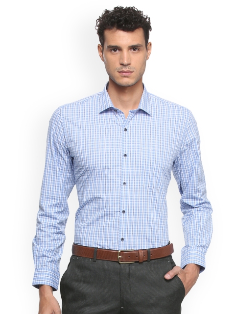 

Peter England Men Blue Regular Fit Checked Formal Shirt