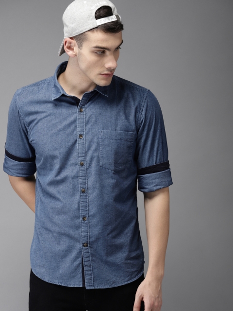 

Moda Rapido Men Blue Regular Fit Solid Casual Shirt
