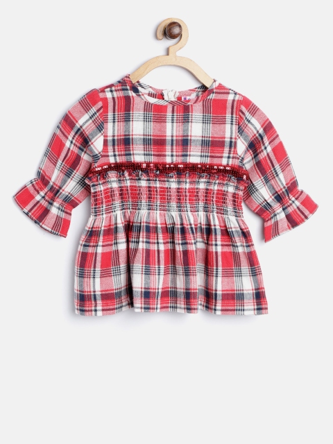 

Nauti Nati Girls Red & Navy Checked Cinched Waist Top