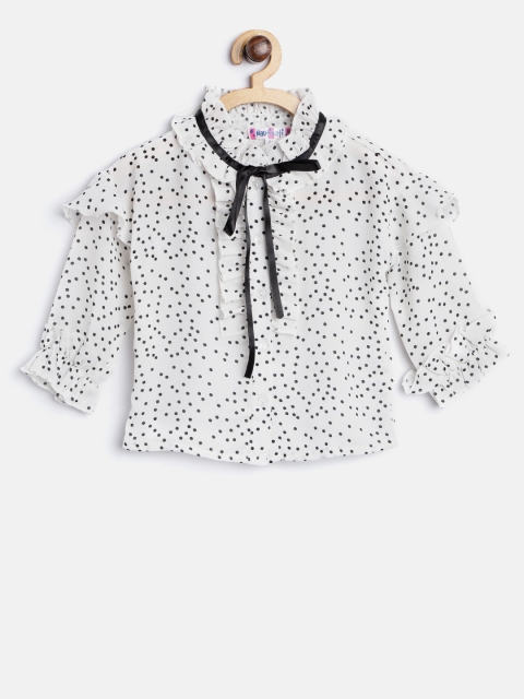 

Nauti Nati Girls Off-White & Black Regular Fit Printed Casual Shirt