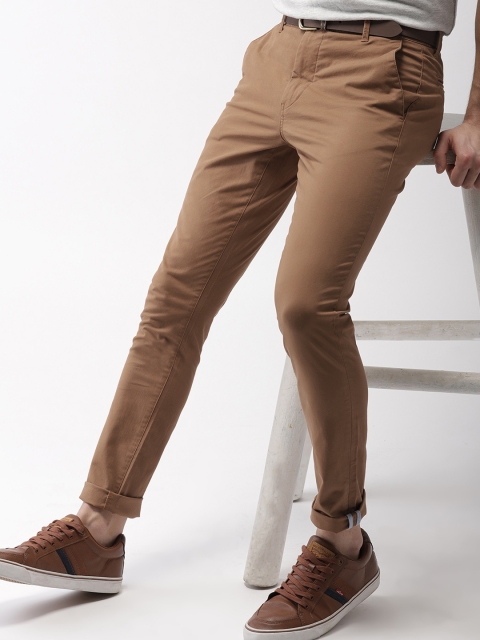 

Mast & Harbour Men Rust Brown Regular Fit Solid Chinos