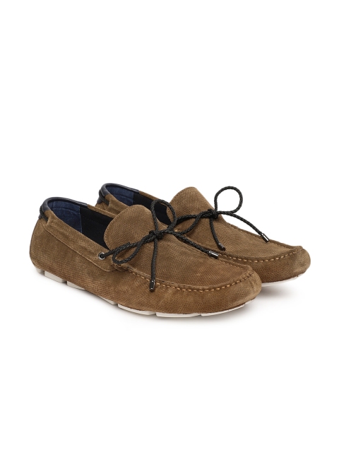

Dune London Men Tan-Brown Textured Driving Shoes
