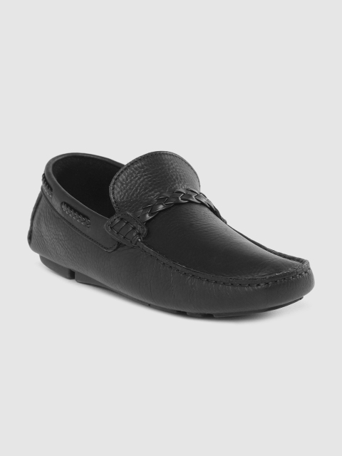 

Dune London Men Black Leather Solid Driving Shoes with Braided Detail