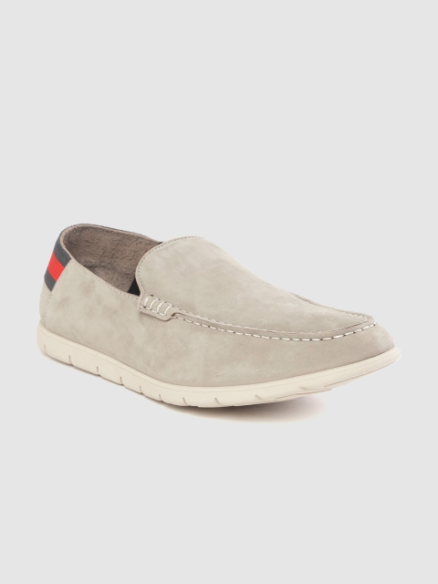 

Dune London Men Grey Nubuck Leather Solid Loafers