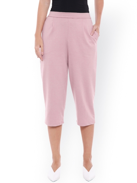 

ANWAIND Women Pink Regular Fit Solid Regular Trousers