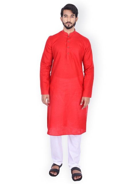 

Manyavar Men Red Solid Straight Kurta