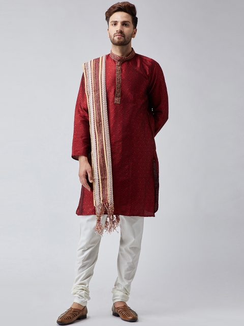 

SOJANYA Men Maroon & Gold-Toned Woven Design Stole