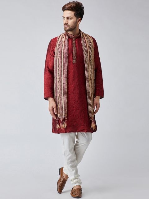 

SOJANYA Men Maroon & Gold-Toned Woven Design Stole