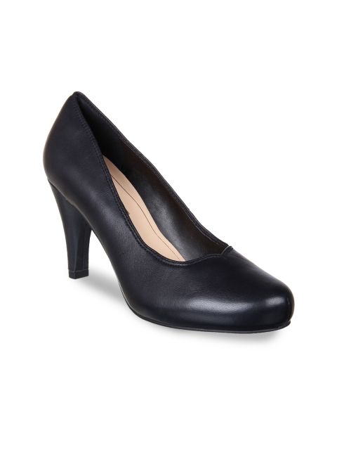 

Clarks Women Black Solid Leather Pumps