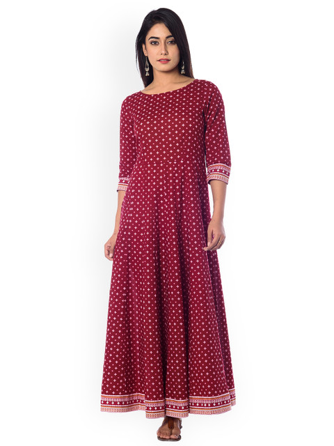 

anayna Women Red Printed Fit and Flare Dress