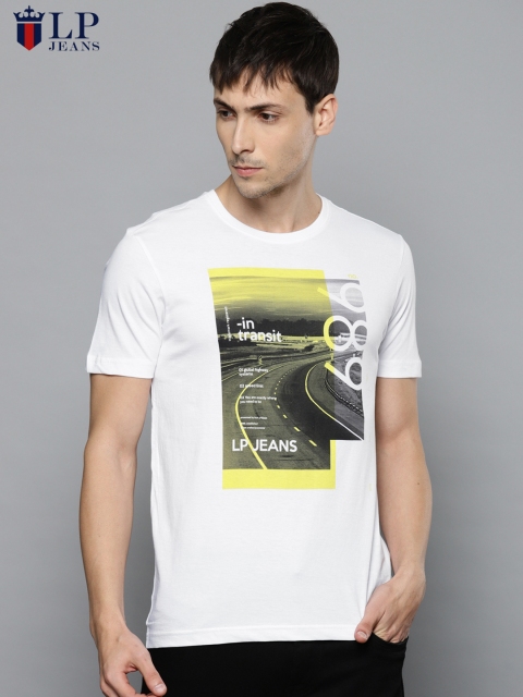 

Louis Philippe Jeans Men White Printed Round Neck T-shirt