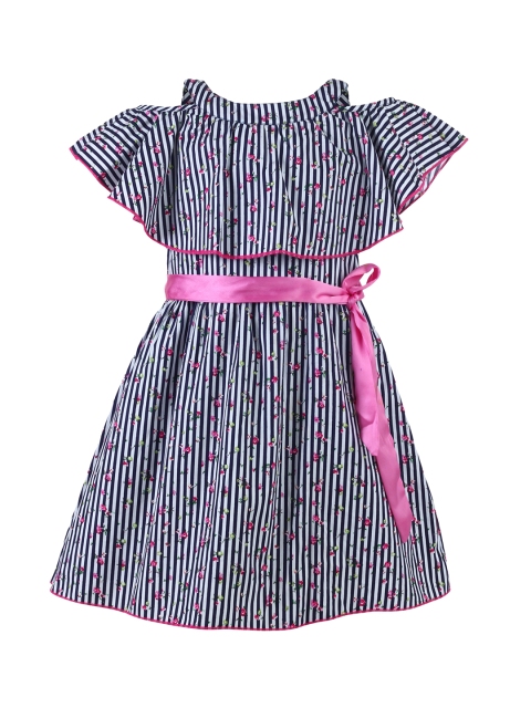 

Stylo Bug Girls Blue Printed Fit and Flare Dress