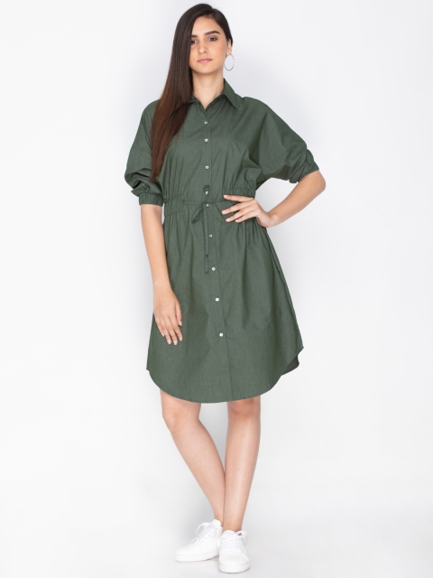 

sassystripes Women Green Solid Shirt Dress