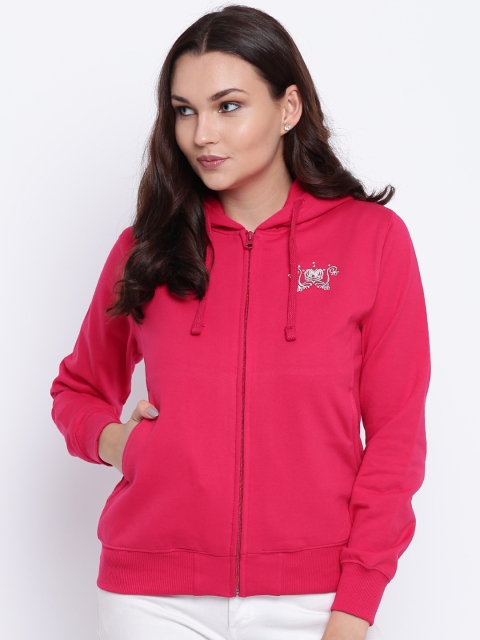 

Cayman Women Pink Solid Hooded Sweatshirt