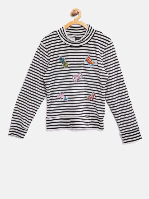 

Tiny Girl White & Black Striped Top
