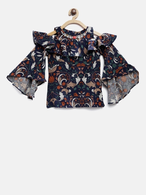 

Tiny Girl Navy Floral Print Top, Navy blue