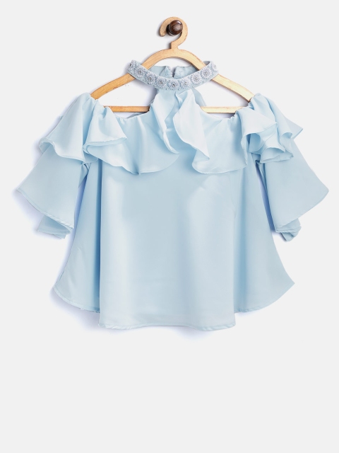 

Tiny Girl Blue Solid A-Line Top