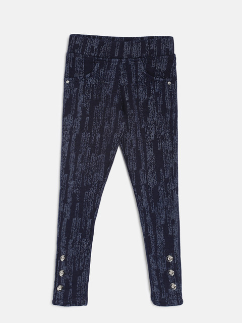 

Tiny Girl Blue Self-Design Regular Fit Jeggings