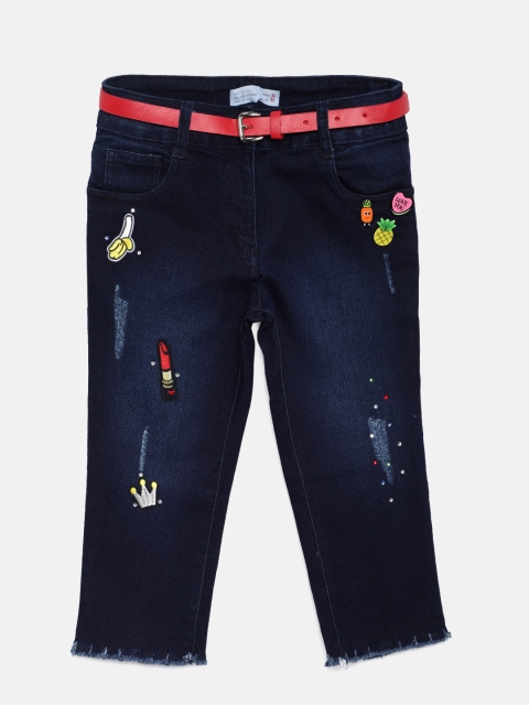 

Tiny Girl Blue Embellished Regular Fit Capris