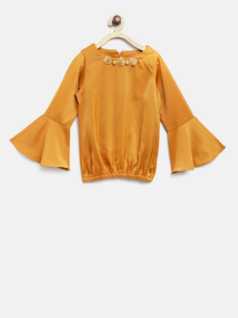 

Tiny Girl Mustard Yellow Solid Blouson Top