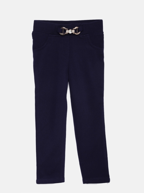 

Tiny Girl Navy Blue Solid Treggings