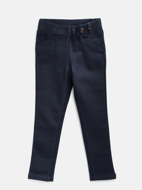 

Tiny Girl Navy Blue Solid Treggings