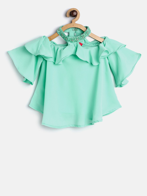 

Tiny Girl Green Solid A-Line Top