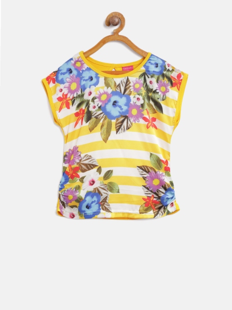 

Tiny Girl Yellow & White Printed Top