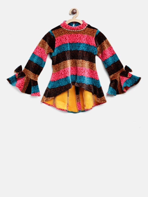

Tiny Girl Multicoloured Striped Printed A-Line Top, Multi