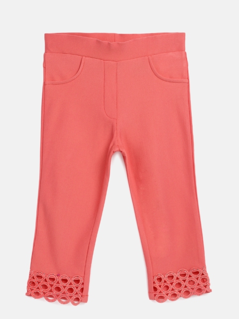 

Tiny Girl Girls Pink Solid Three-Quarter Jeggings