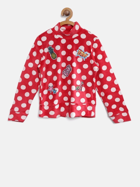 

Tiny Girl Red & White Polka Dot Print Top