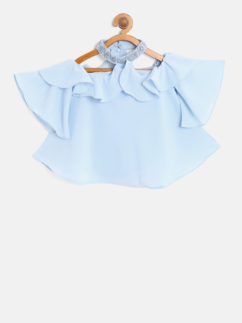 

Tiny Girl Blue Solid A-Line Top
