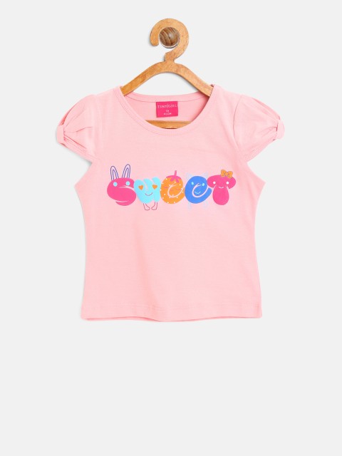 

Tiny Girl Peach-Coloured Printed Top
