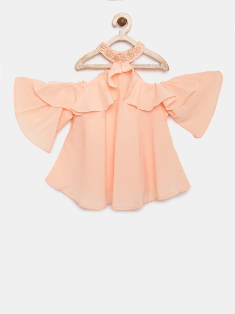 

Tiny Girl Peach-Coloured Solid Top