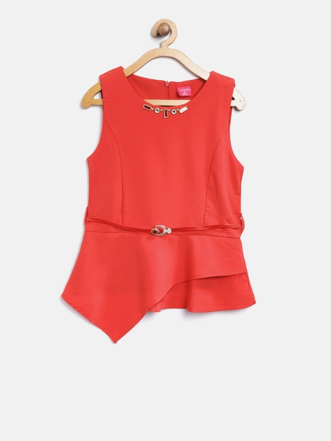 

Tiny Girl Red Solid A-Line Top