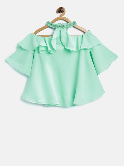 

Tiny Girl Sea Green Solid A-Line Top