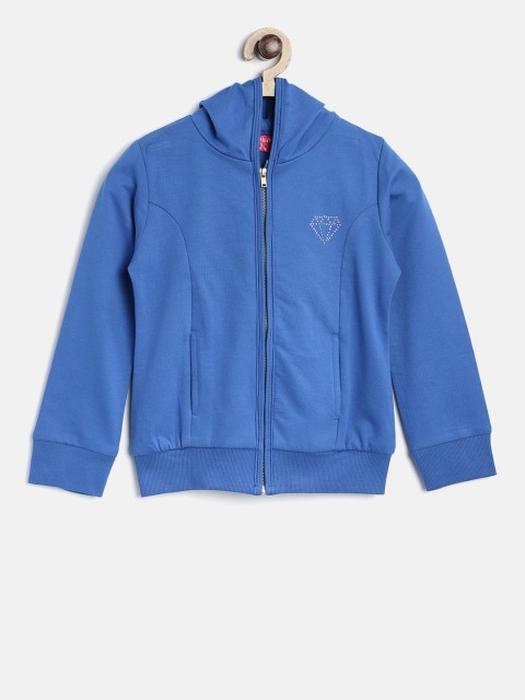 

Tiny Girl Blue Solid Hooded Sweatshirt