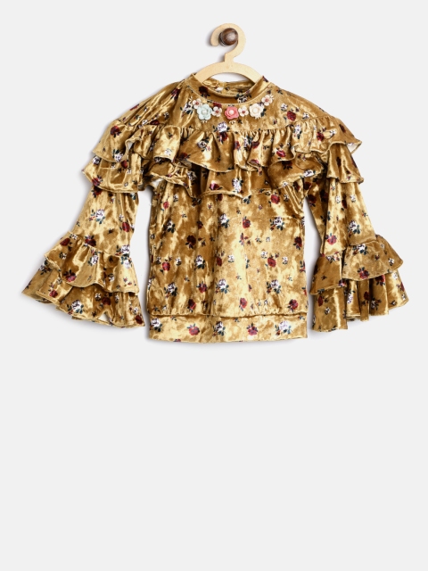 

Tiny Girl Mustard Yellow Printed Top