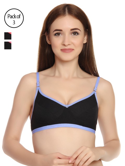 

Innocence Pack of 3 Solid Non-Wired Non Padded Everyday Bra BBAPLIN60493, Coral