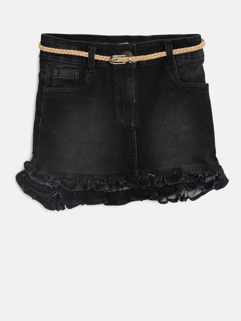 

Tiny Girl Black Denim Washed Straight Skirt