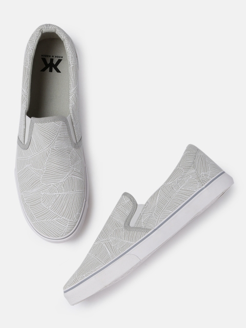 

Kook N Keech Men Grey & White Slip-On Sneakers