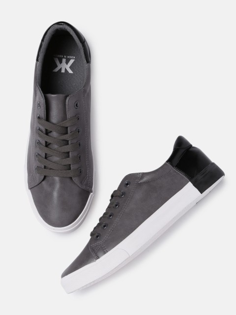 

Kook N Keech Men Grey & Black Sneakers