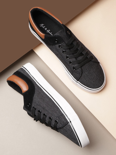 

Mast & Harbour Men Black Solid Sneakers