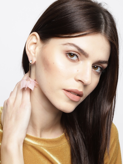 

Jewels Galaxy Pink Gold-Plated Handcrafted Contemporary Drop Earrings