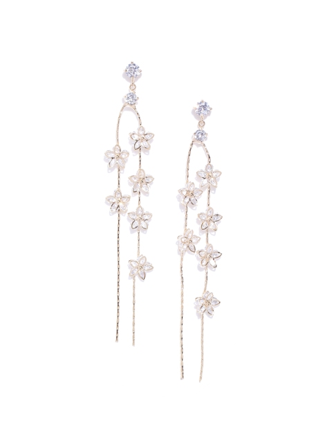 

Jewels Galaxy Gold-Plated Handcrafted Stone-Studded Contemporary Drop Earrings