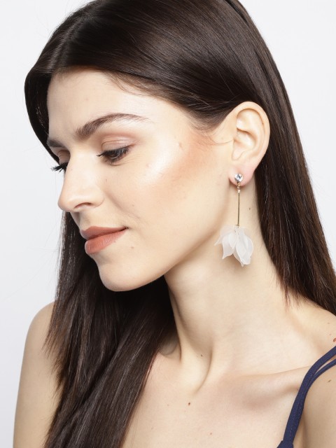 

Jewels Galaxy White Gold-Plated Handcrafted Floral Drop Earrings