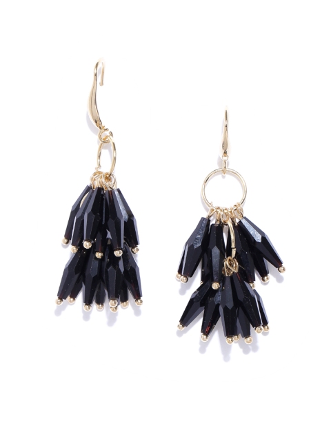

Jewels Galaxy Black Gold-Plated Handcrafted Contemporary Drop Earrings