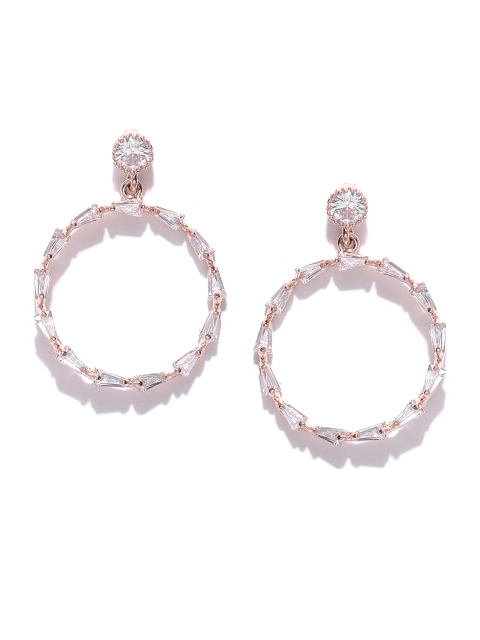 

Jewels Galaxy Rose Gold-Plated Handcrafted Circular Drop Earrings